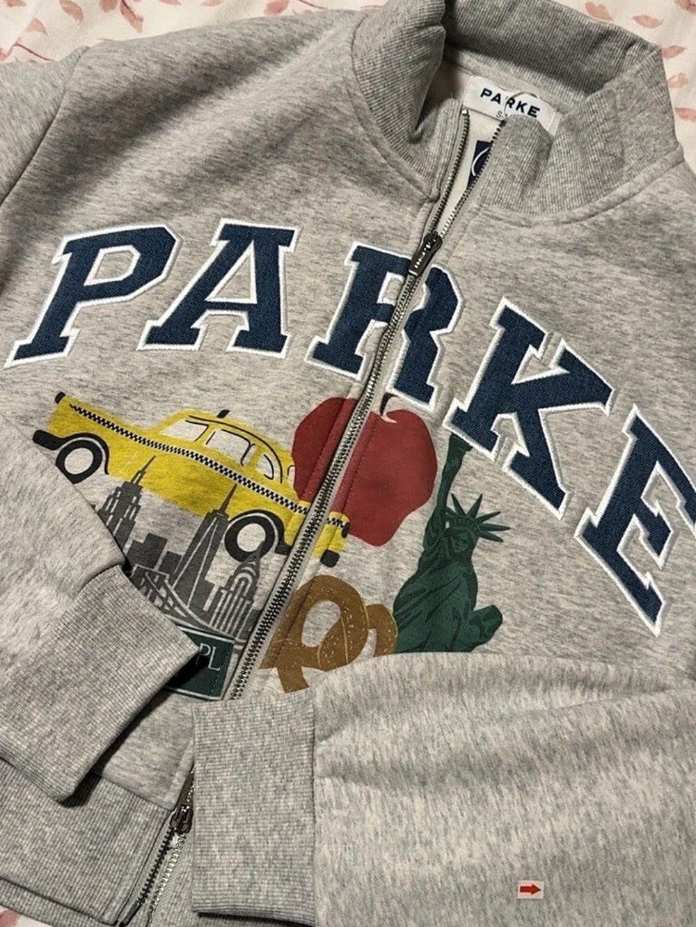 Parke Denim Varsity Mockneck Zip-Up Sweatshirt